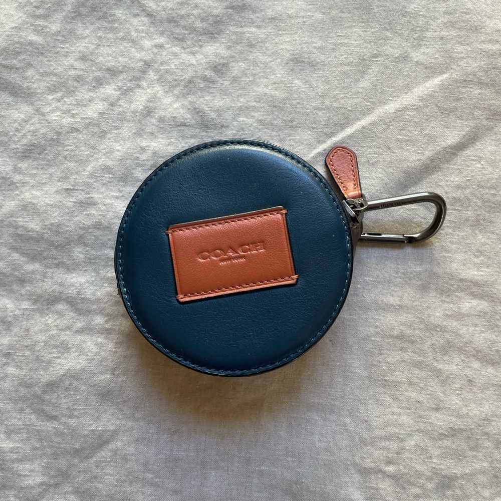 Coach small round zipper accessory multicolor smooth leather